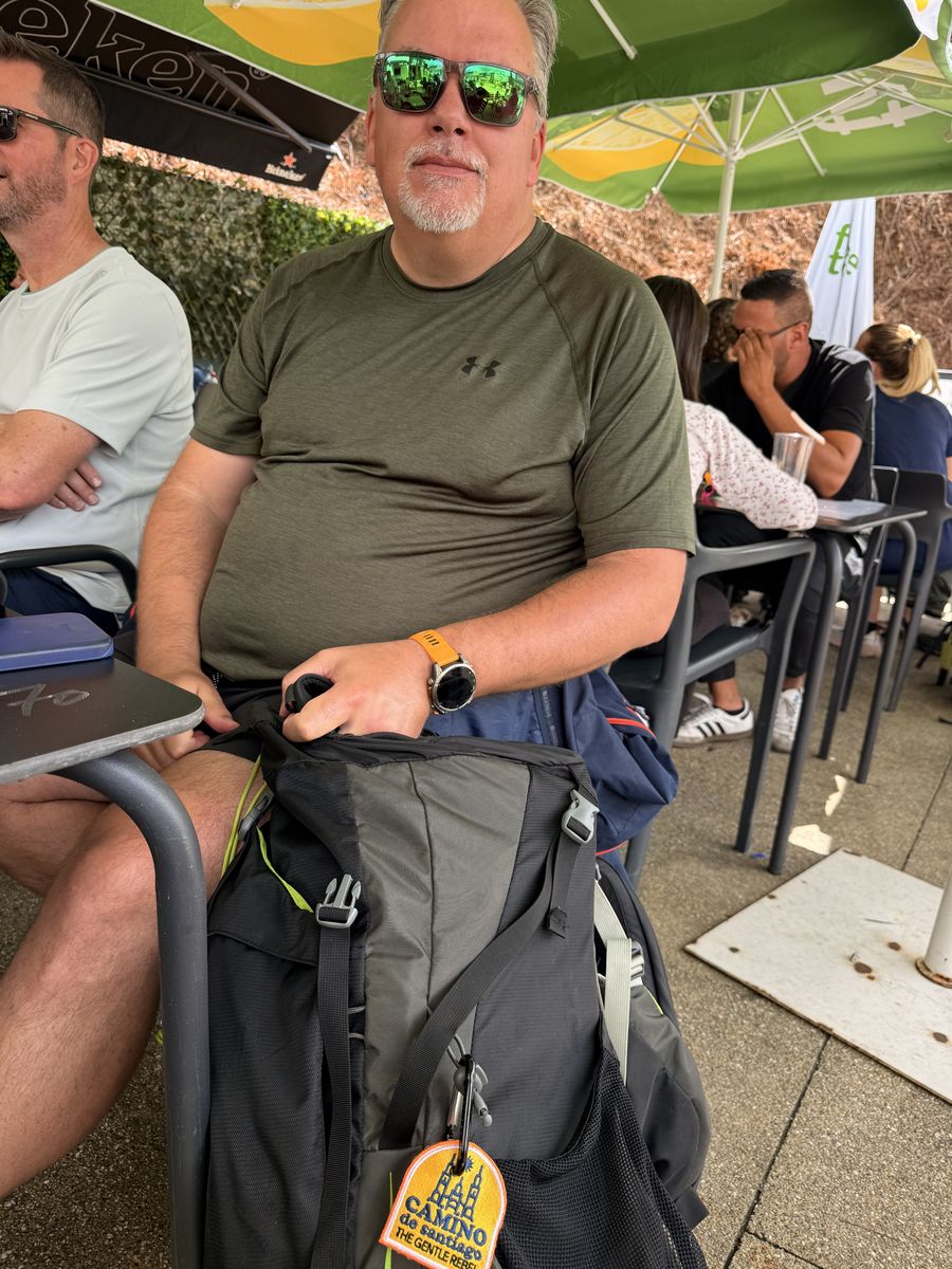 Rest stop with friends along the Camino