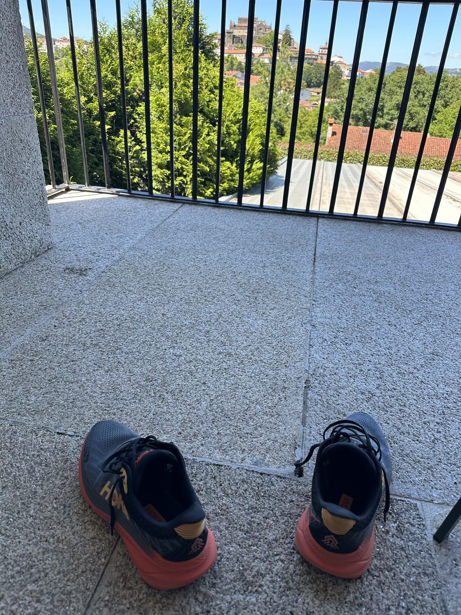 Boots off, overlooking the town of Tui