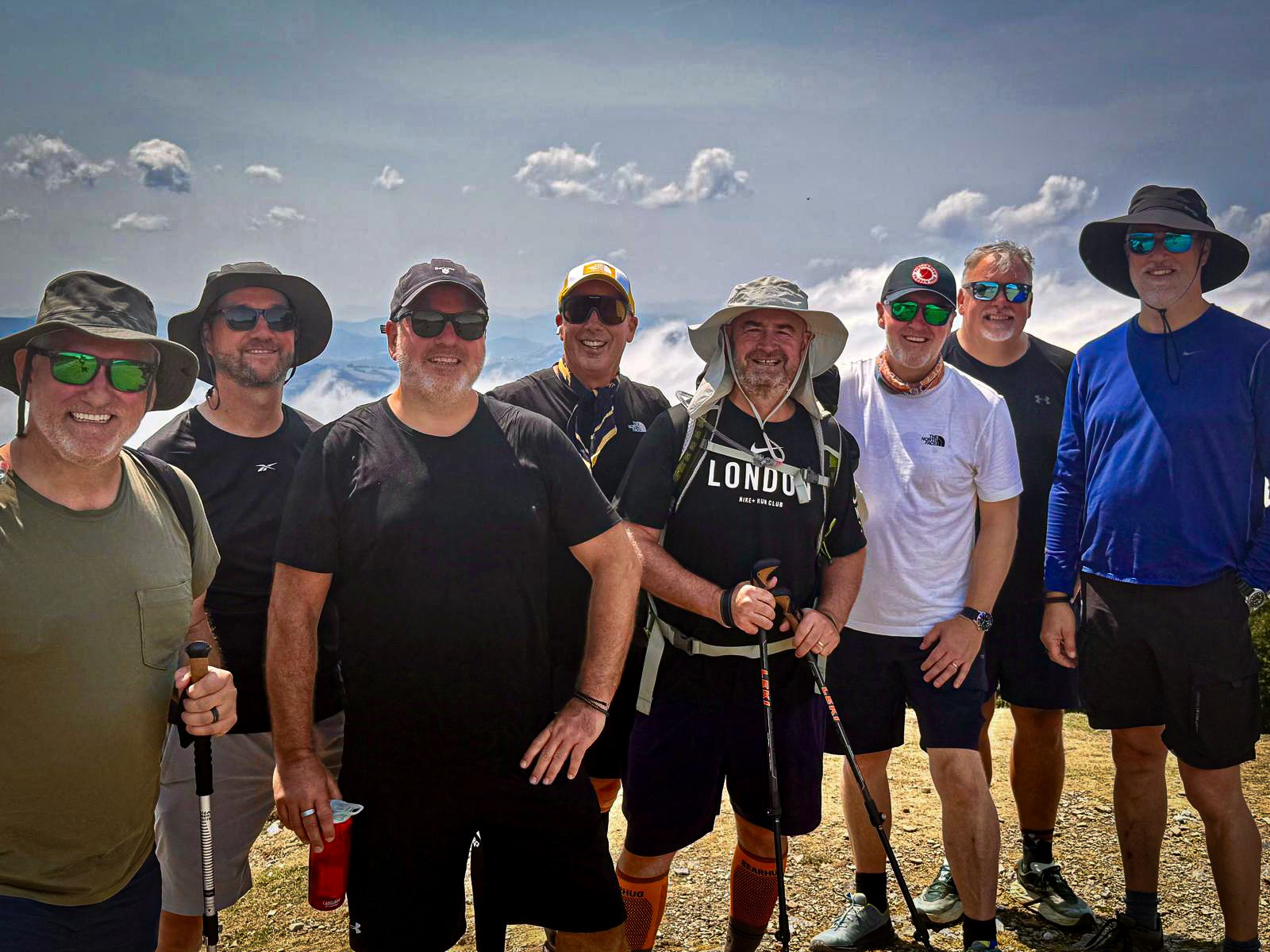 The group at the top of the Pyrenees on the Camino de Santiago, Napoleon Way